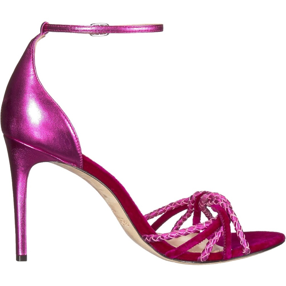 RACHEL ZOE AUBREY HEELED SANDAL IN MAGENTA WITH twisted knotted details.Size:7.5 - Picture 10 of 16